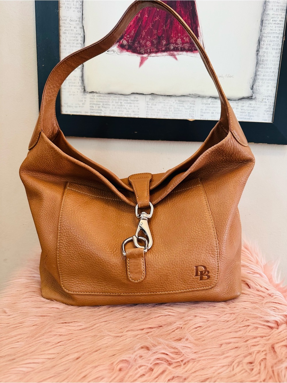 Dooney & Bourke Brown Pebbled Leather Shoulder Bag